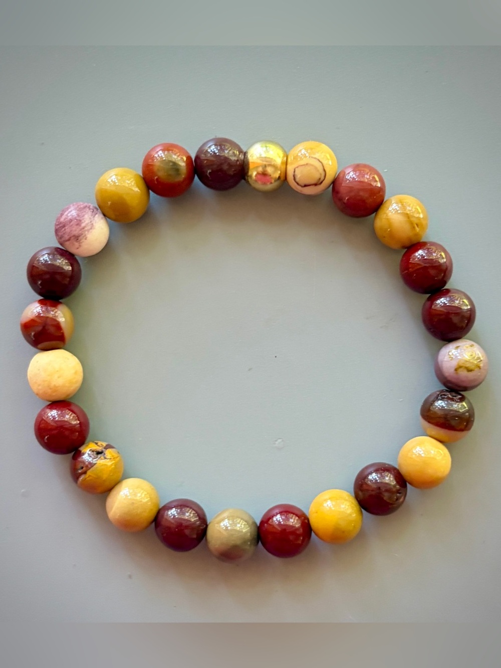 Natural Mookite Jasper Handcrafted Bead Bracelet
